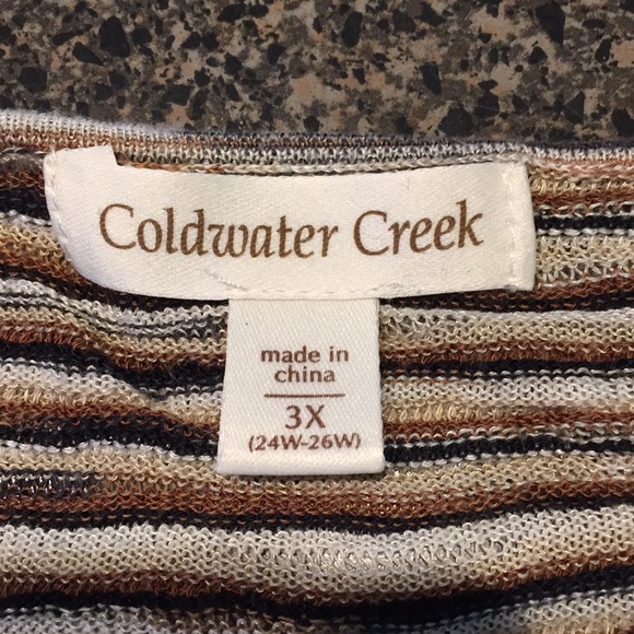 Coldwater Creek 1-piece blk shell striped wrap top - Picture 3 of 5